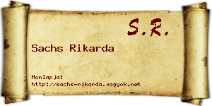 Sachs Rikarda névjegykártya